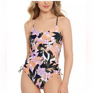 NWT salt + Cove Juniors' Lace-Up-Side One-Piece Swimsuit